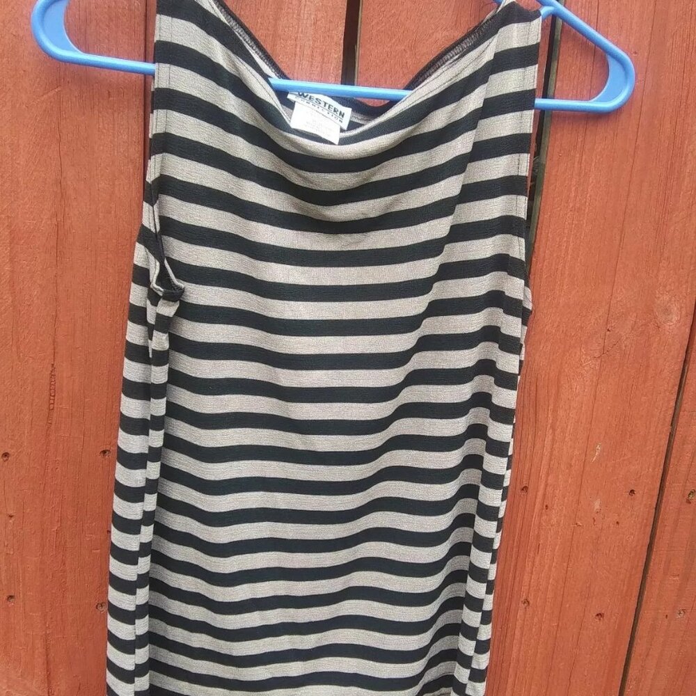 Western Connection Women's Size Petite Medium M Black Brown Striped Stretchy...